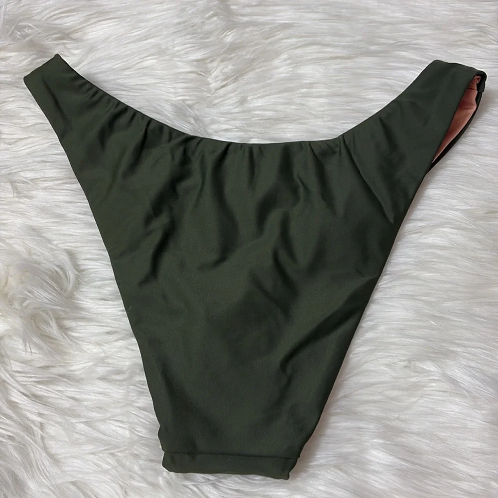 NWT J. Crew Green Bikini Swim Bottoms Only XS